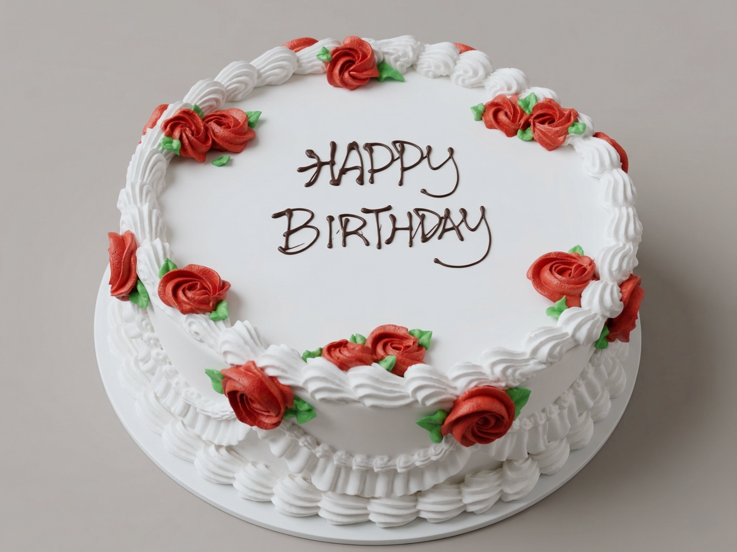 VI-017 Vintage Cake #17 Pure White with Red Roses