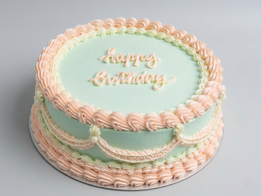 VI-018 Vintage Cake #18 Light Green with Pink Piping