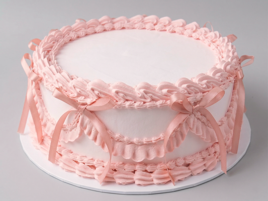 VI-019 Vintage Pink with Pink Piping +  Ribbon