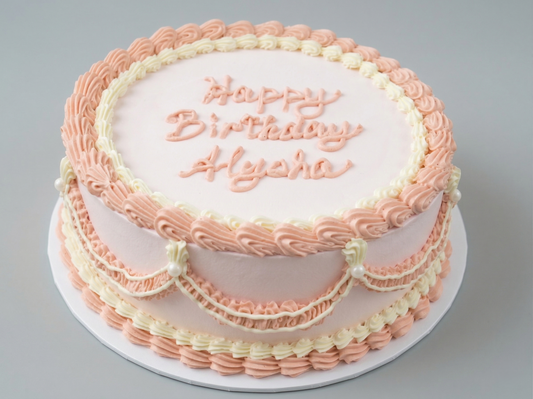 VI-021 Vintage Cake #21 Light Pink with Pink Piping
