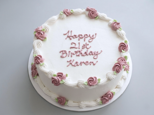 VI-038 Vintage Cake #38 Creamy White with Roses