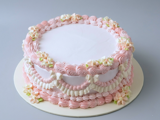 VI-039 Vintage Cake #39 Pink with Pink Roses