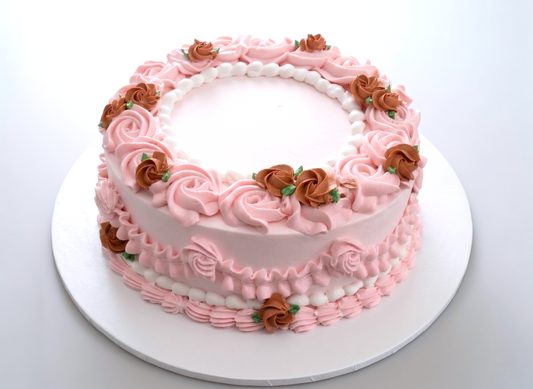 VI-041 Vintage Cake #41  Pink with Red Roses