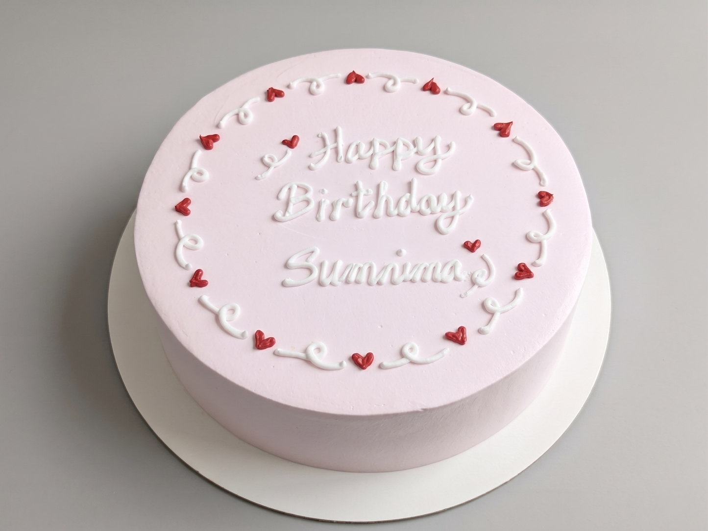 VI-043 Little Red Hearts on Pink Cake