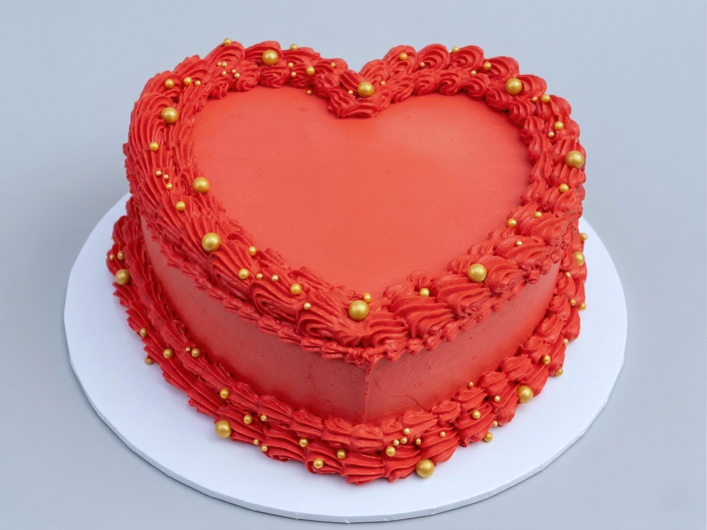 VI-101 Red Heart Shaped with Gold Pearls