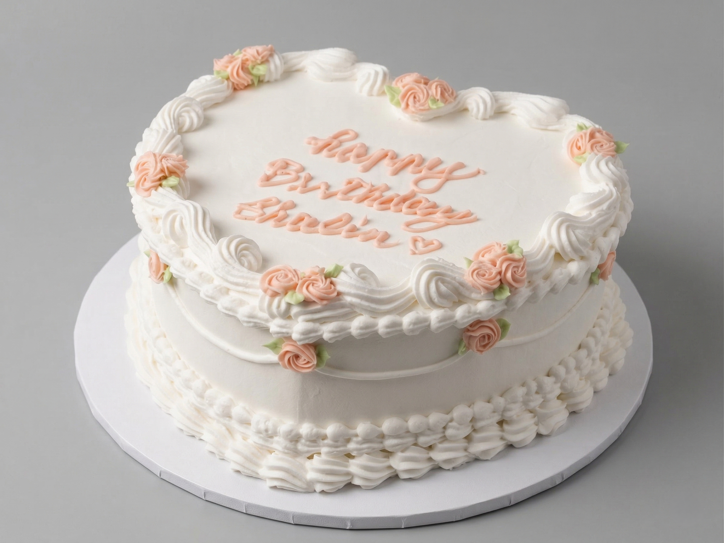 VI-115 Creamy White Heart Shaped with Pink Roses