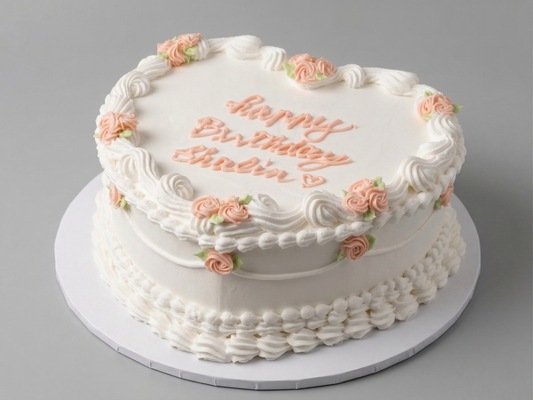 VI-115 Creamy White Heart Shaped with Pink Roses