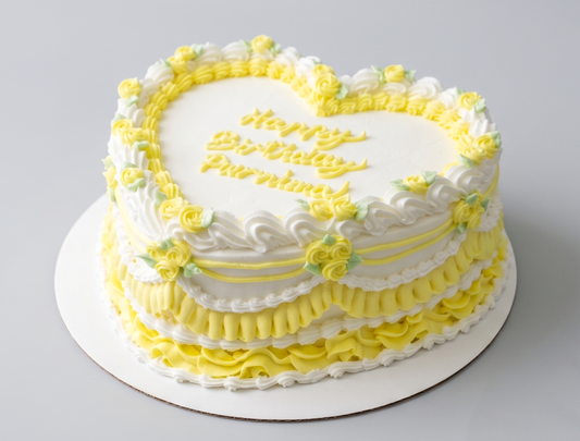 VI-117 Pure White Heart Shaped with Yellow Piping