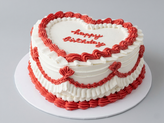 VI-118 Pure White Heart Shaped with Red Piping
