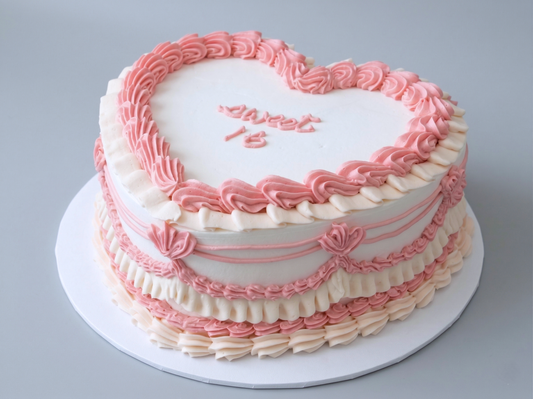 VI-121 Pure White Heart Shaped with Pink Piping