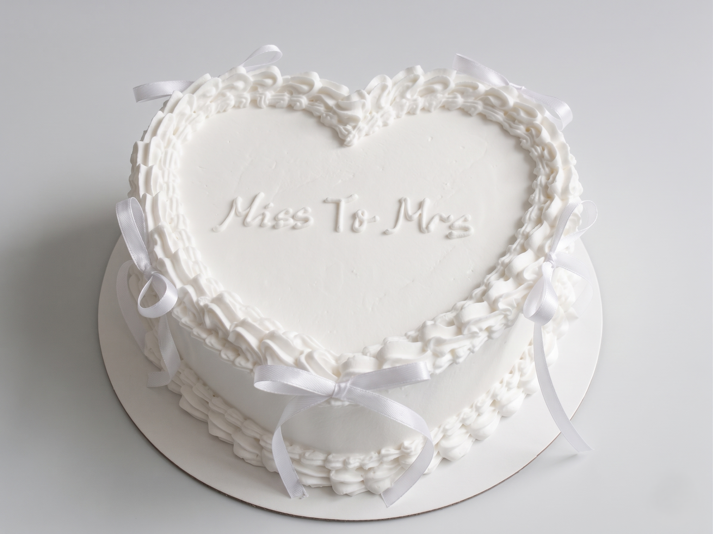 VI-127 Pure White  Heart Shaped with White Ribbon