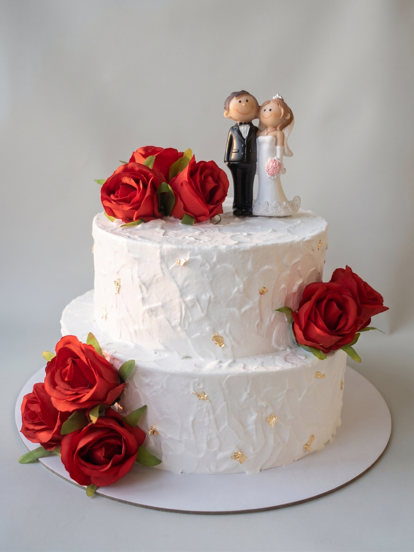 WC-102  Red Silk Rose with Gold Leaf