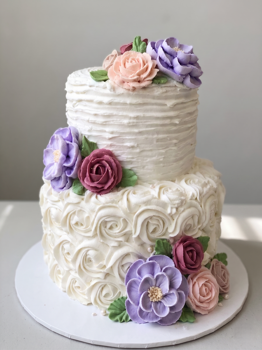 WC-201  2 Tier Double Height Floral #1 Cake
