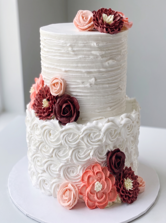 WC-214 2 Tier Double Height Floral #14 Cake