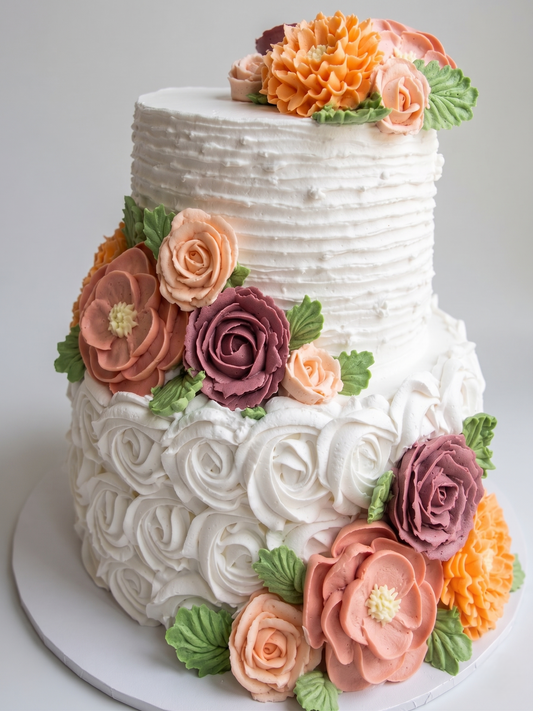 WC-219  2 Tier Double Height  Floral #19 Cake