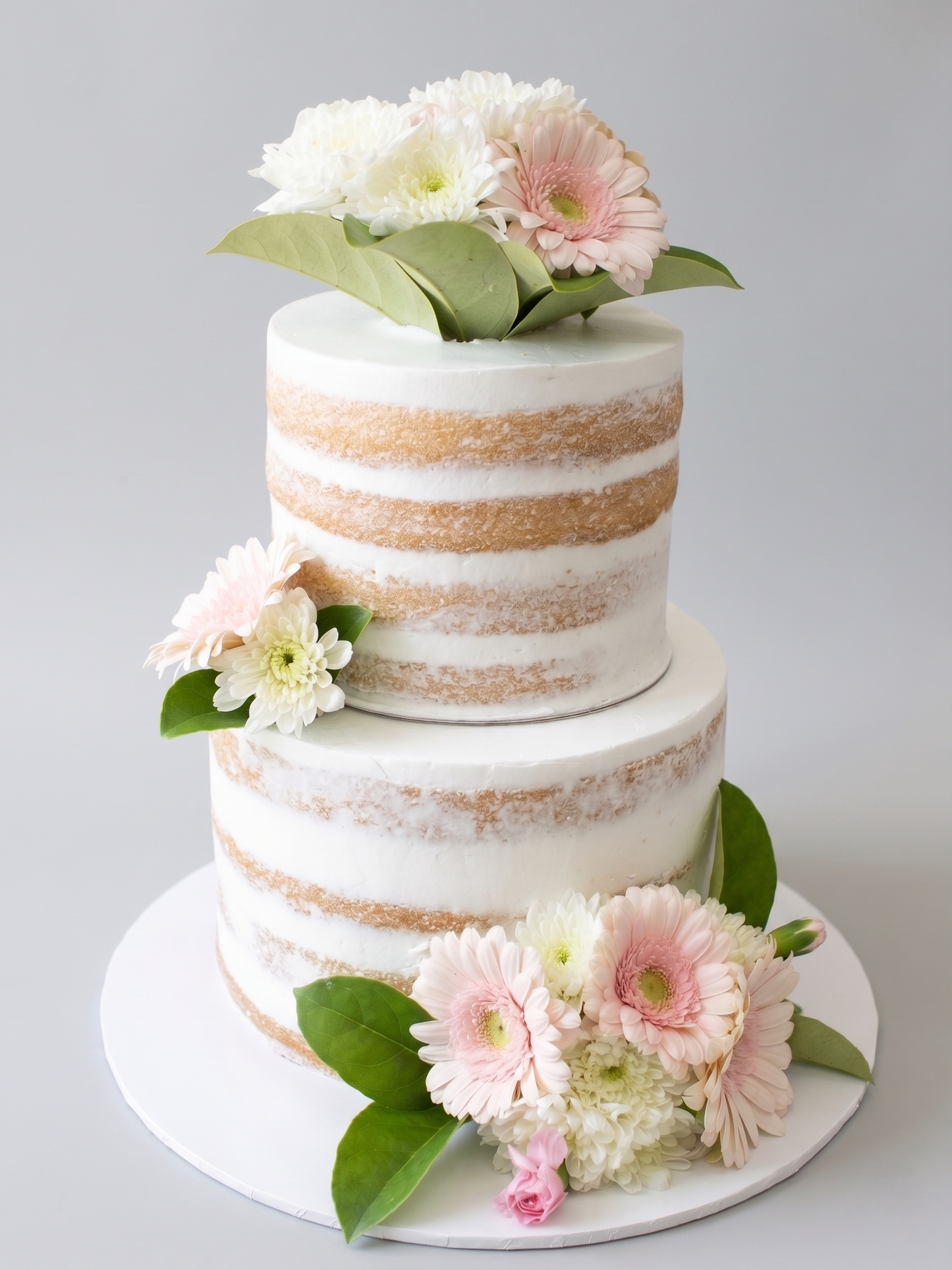 WC-223 2 Tier Double Height Naked Cake with Artificial Gerbera Cake