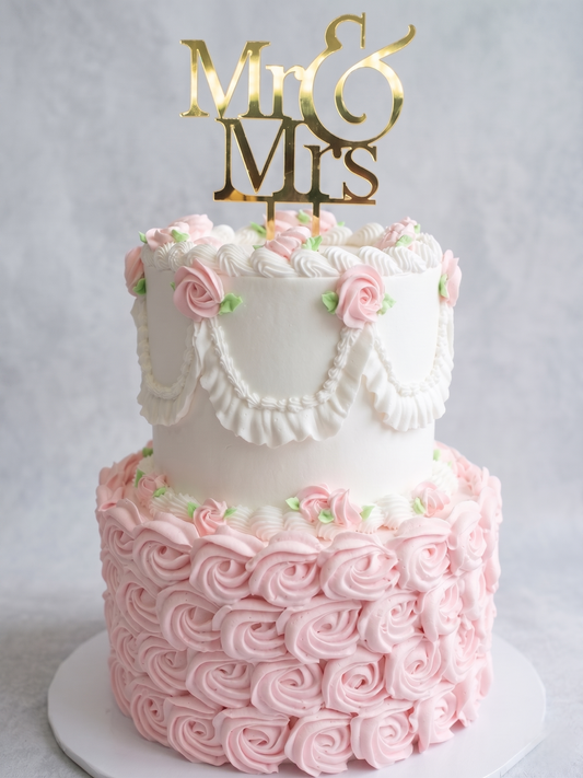 WC-226  2 Tier Double Height Vintage Rose Cake