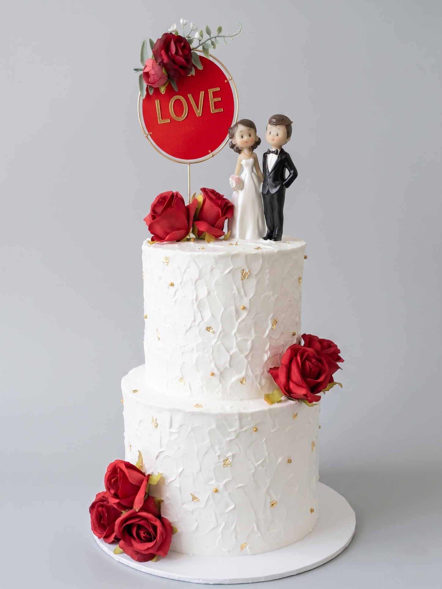 WC-231 2 Tier Double Height with Red Love Topper Cake