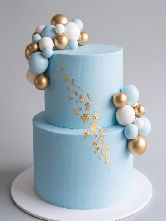 WC-240 2 Tier Double Height Blue Cake with Balls