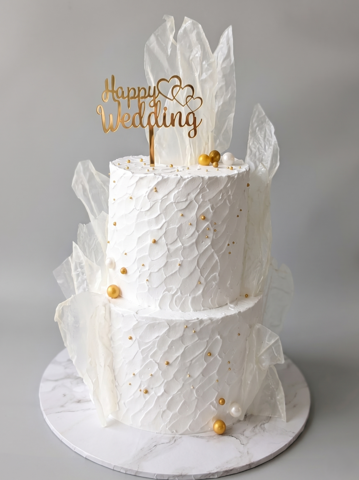 WC-245 2 Tier Double Height Rustic Finished with Rice Paper Cake #1