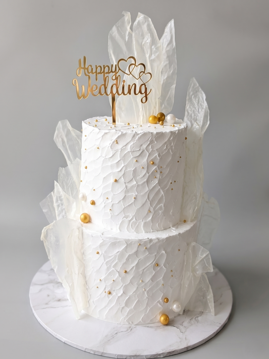 WC-245 2 Tier Double Height Rustic Finished with Rice Paper Cake #1