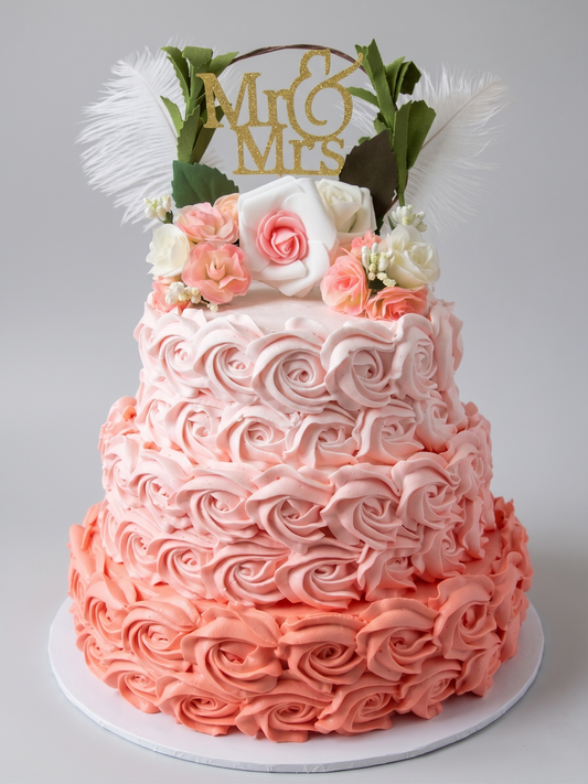 WC-301  3 Tier Flower Arch Roses Cake
