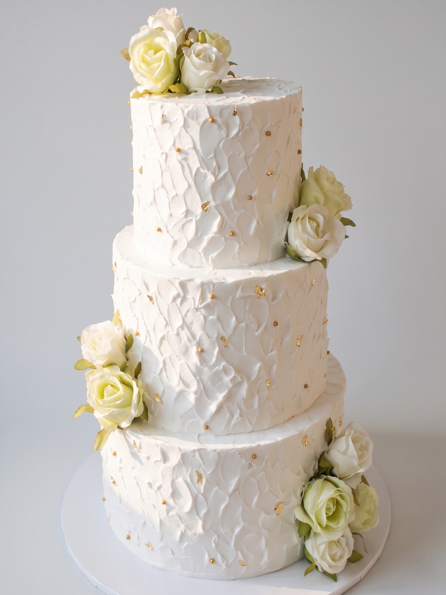 WC-404 3 Tier Double Height Floral #4  Cake ( Artificial Flowers)