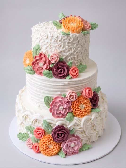 WC-412 3 Tier Double Height Floral #12 Cake