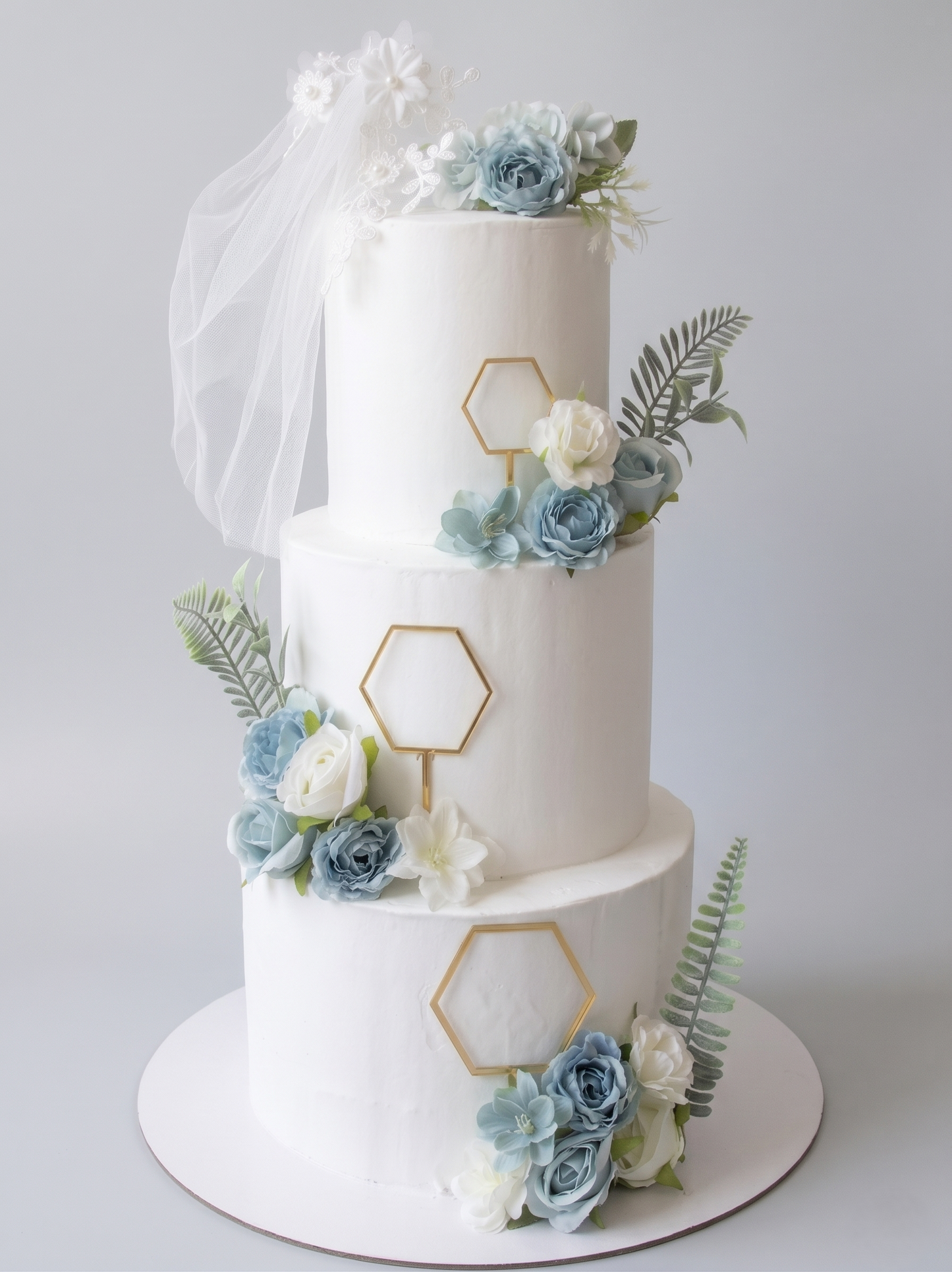 WC-416 3 Tier Double Height Floral #16 Cake( Artificial Flowers)